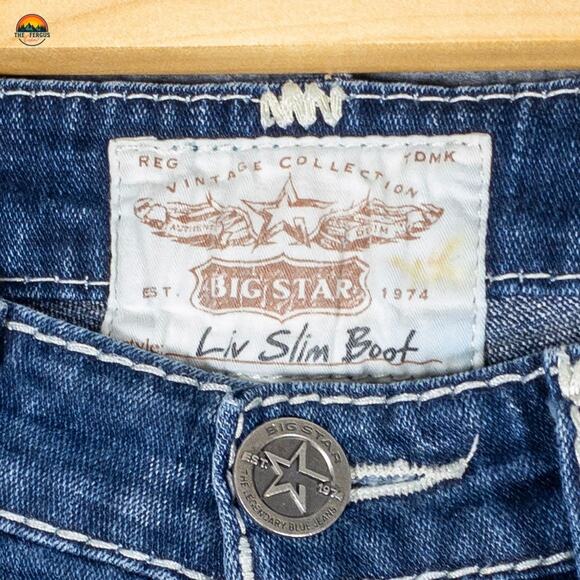 Big Star Vintage Collection Liv Slim Bootcut Leg Jeans Blue Denim Women's 28 - Picture 14 of 16